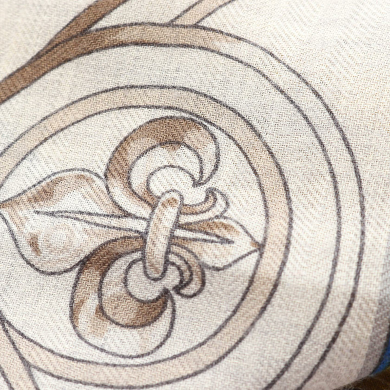 愛馬仕 Carr gant 140 CAVALCADOUR 絲巾 H241698S 真絲羊絨灰色二手女款-4