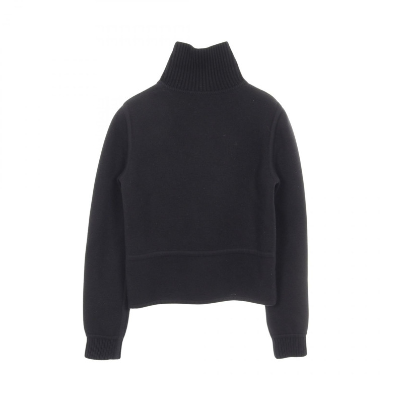 愛馬仕 H 字形拉鍊羊毛羊絨夾克,黑色,二手女款,36 碼-1