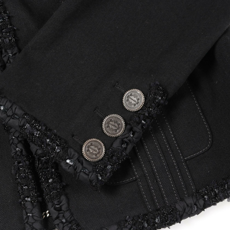 香奈兒黑色棉質無色外套,二手女款-9