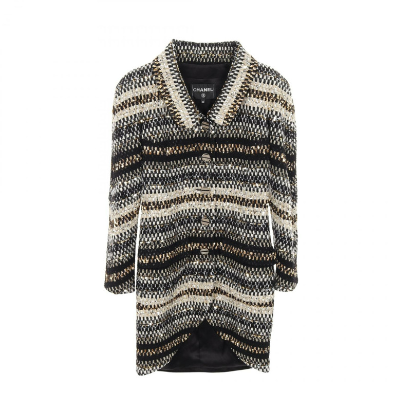 香奈兒 COCO 標誌紐扣 其他外套 P61800V47009 尼龍羊毛聚酯纖維 黑色 多色 二手 女款-0
