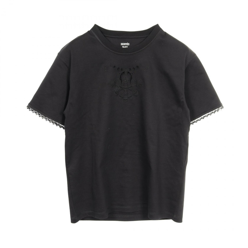 愛馬仕黑色純棉T卹，二手女款，尺寸34-0
