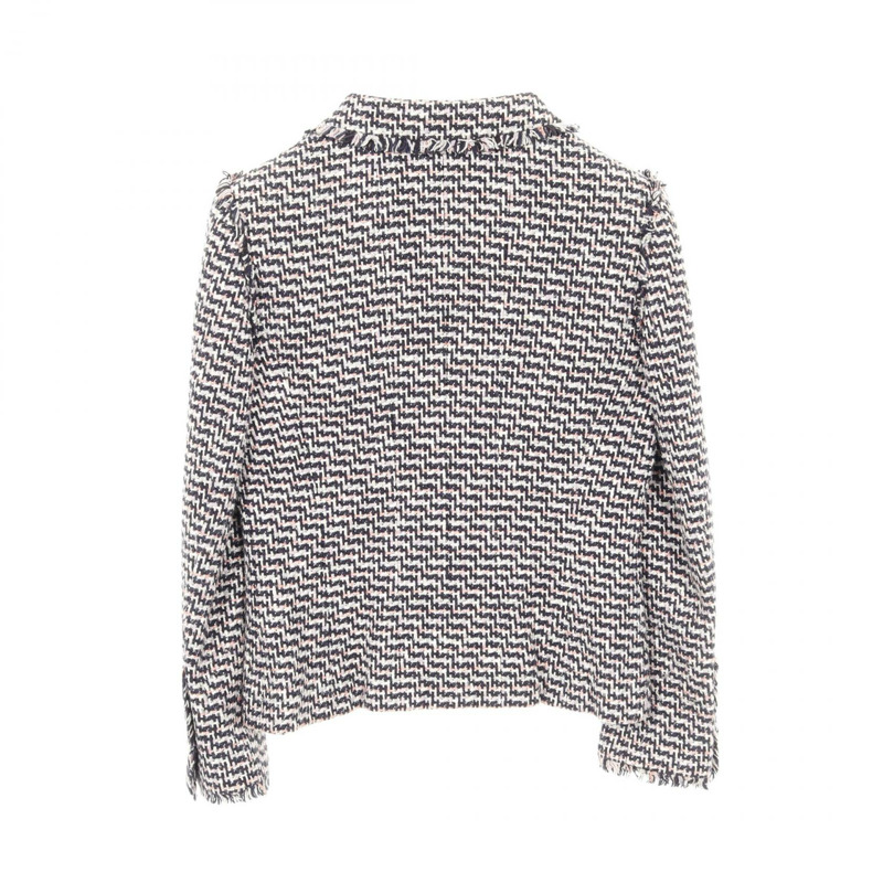 香奈兒 COCO 標誌紐扣斜紋軟呢外套 P23159V13800 真絲棉/人造絲 海軍藍 粉紅色 多色 二手 女款-1