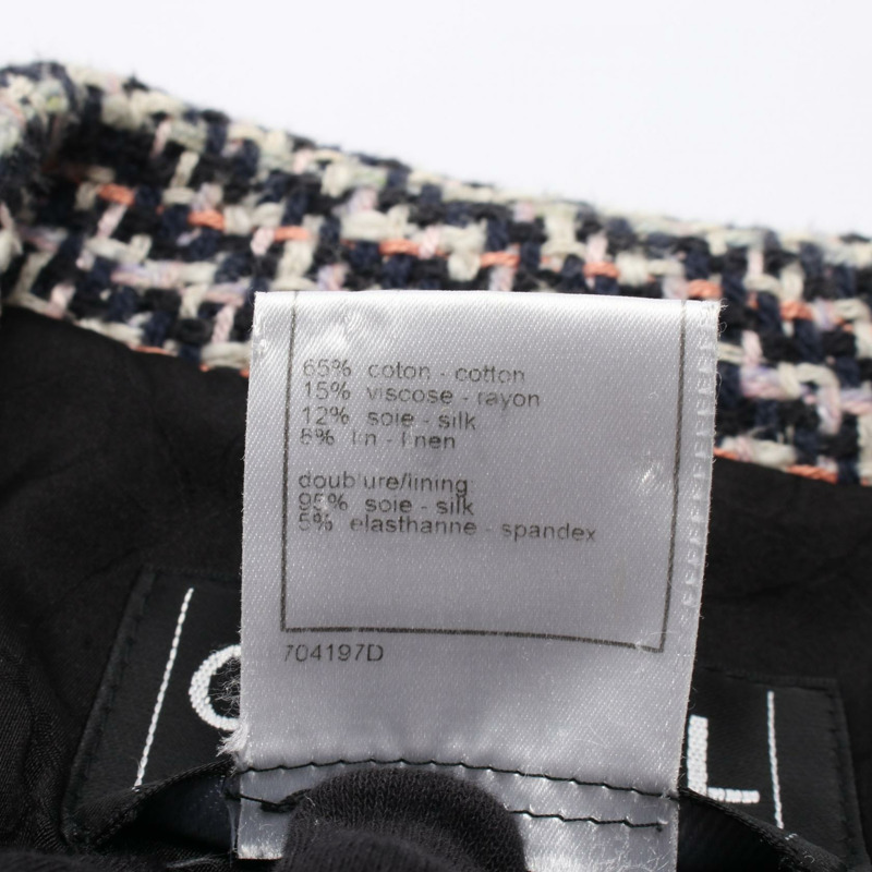 香奈兒 COCO 標誌紐扣斜紋軟呢外套 P23159V13800 真絲棉/人造絲 海軍藍 粉紅色 多色 二手 女款-4