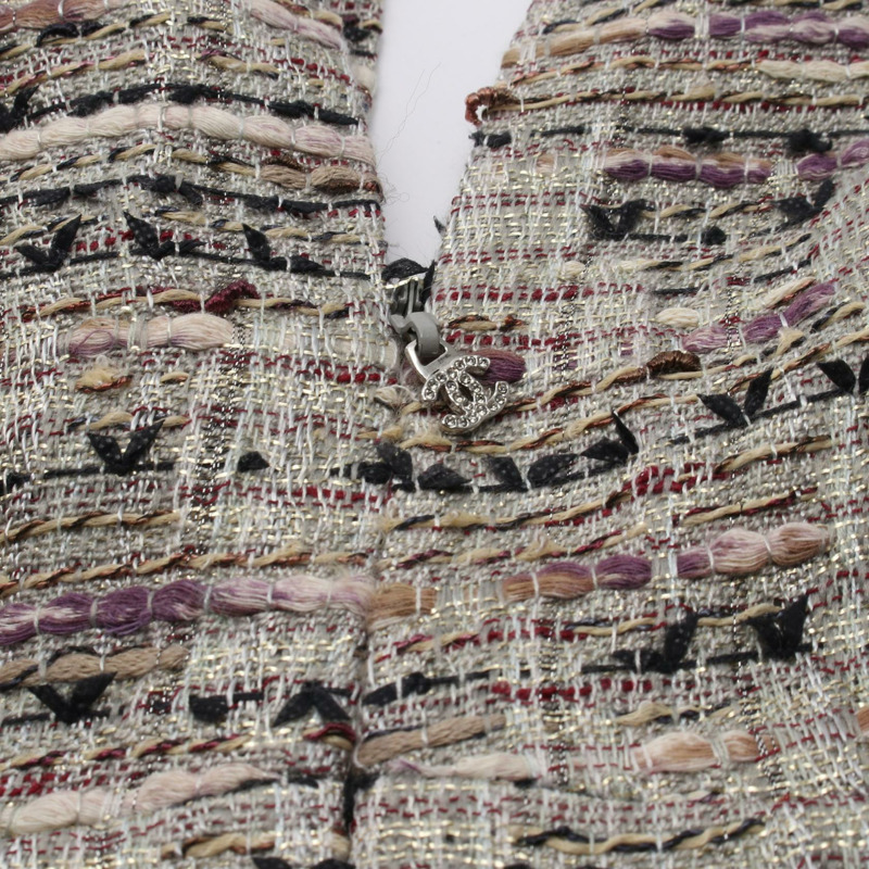 香奈兒 (CHANEL) 斜紋軟呢 COCO 標誌連身褲 P32814 棉滌混紡 灰色 二手 女款 #34-5