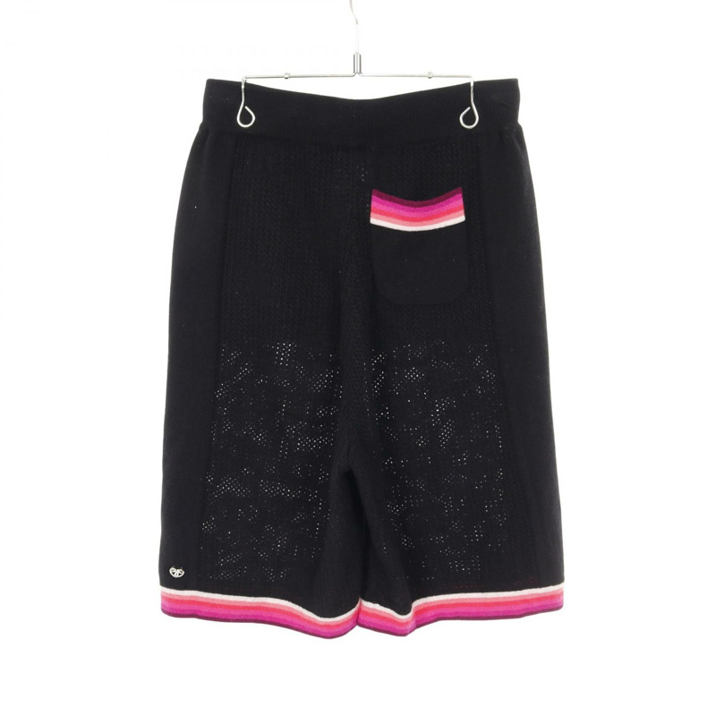 香奈兒 (CHANEL) CC Logo 長褲 P76544K11011 羊毛羊絨混紡 黑色 紫色 #34 二手 女款-1