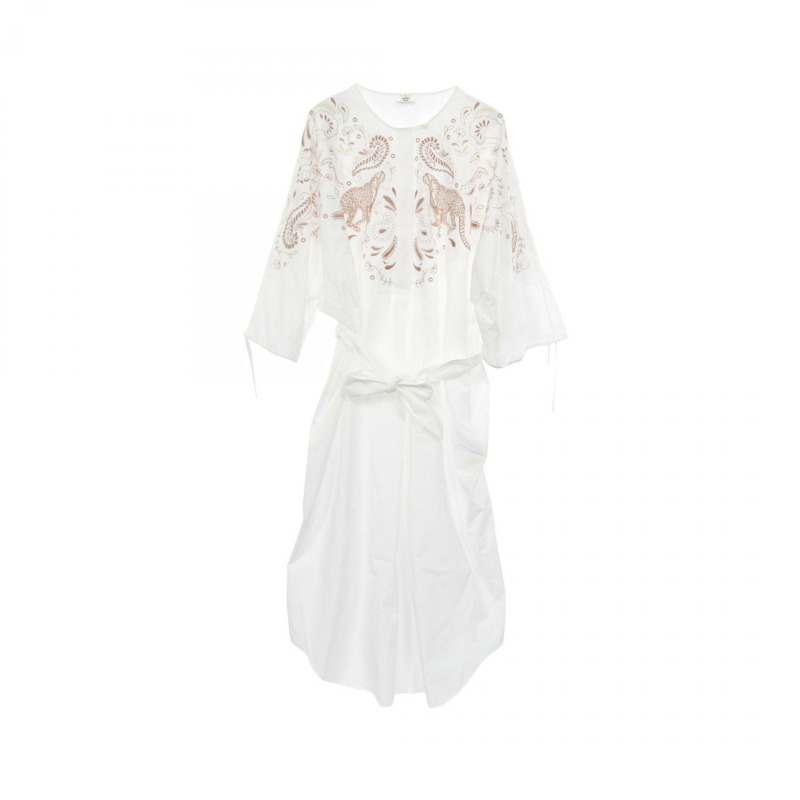 愛馬仕白色棉質連身裙，二手女款，38碼-0