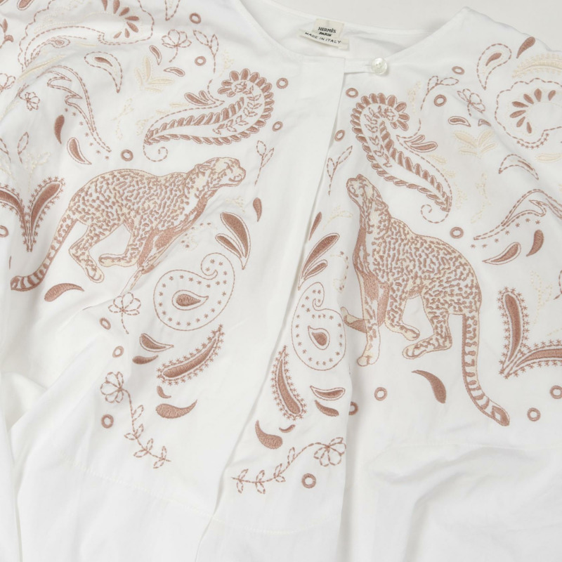 愛馬仕白色棉質連身裙，二手女款，38碼-5