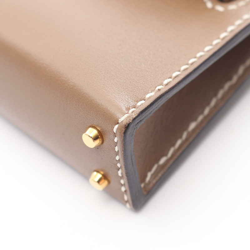 愛馬仕 Kelly Twilly 吊墜 Tadelakt 皮革絲綢 Etoupe 灰色 二手 女款 U GHW-5