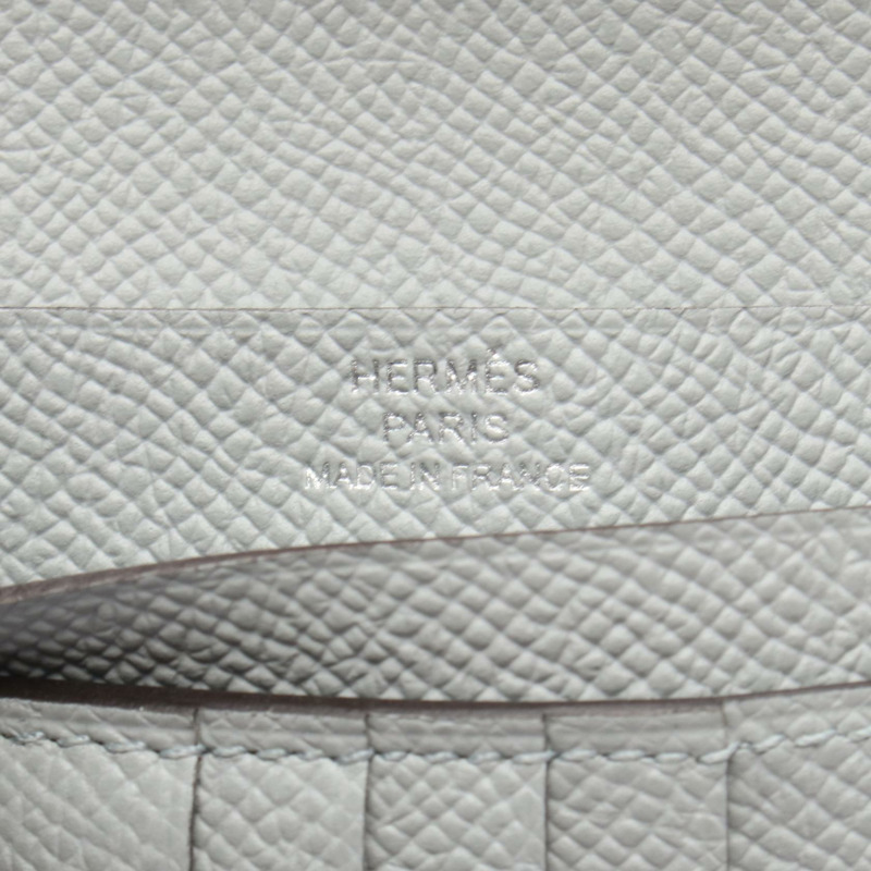 愛馬仕 BEAN 小巧雙折皮夾,Epsom 皮革,冰川藍 SHW,二手 K-3