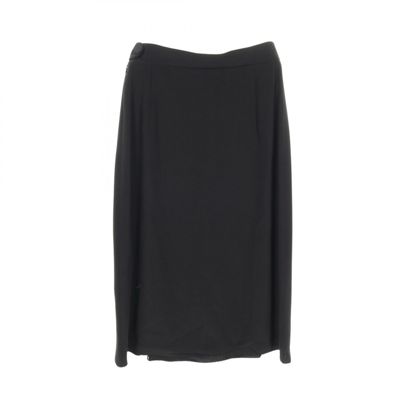 愛馬仕 (HERMES) 黑色絲質喇叭裙 2H0316DC,二手女款,尺寸 34-1