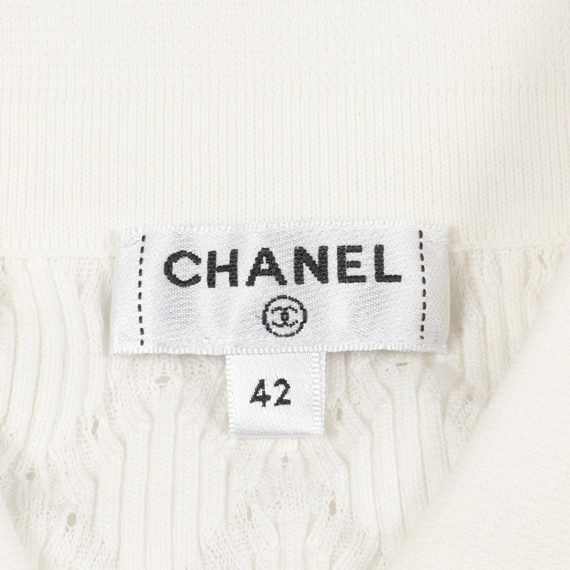 香奈兒 COCO 標誌 Polo 衫 - 純棉白色 - 42 碼 - 二手女款 CC 標誌-2