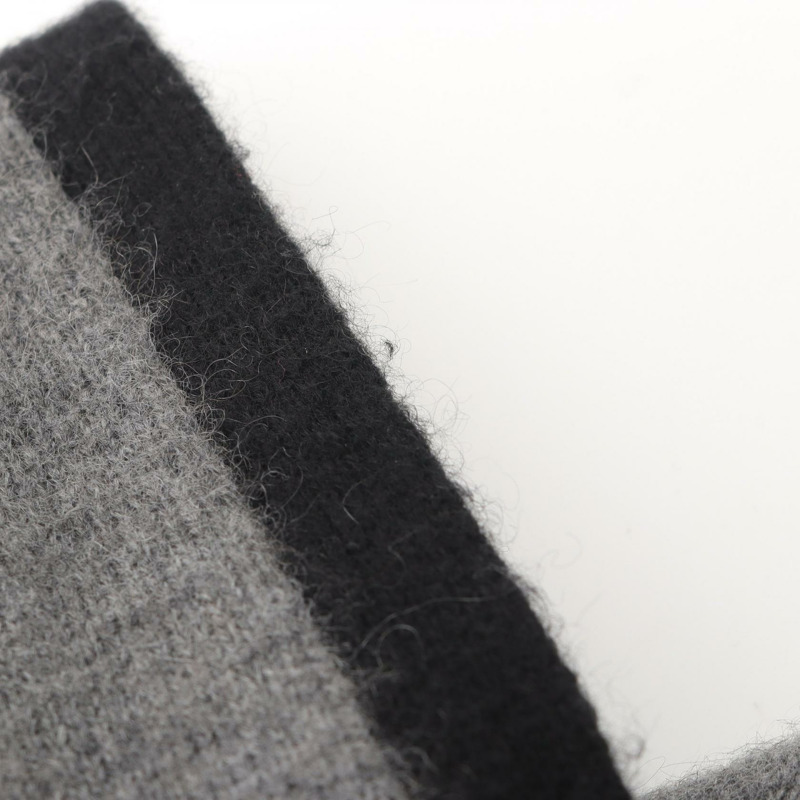 香奈兒 COCO Mark Stall 羊絨披肩 黑色 灰色 二手 女士 CC-5