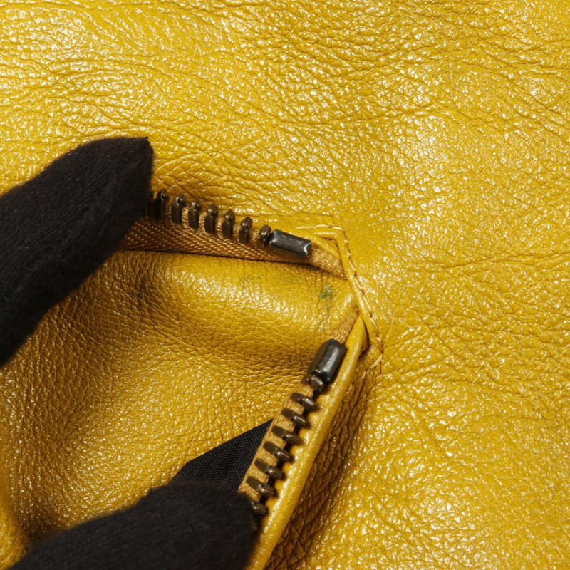 PRADA 雙排扣騎手夾克,皮革牛仔布,黃色,二手男士-6