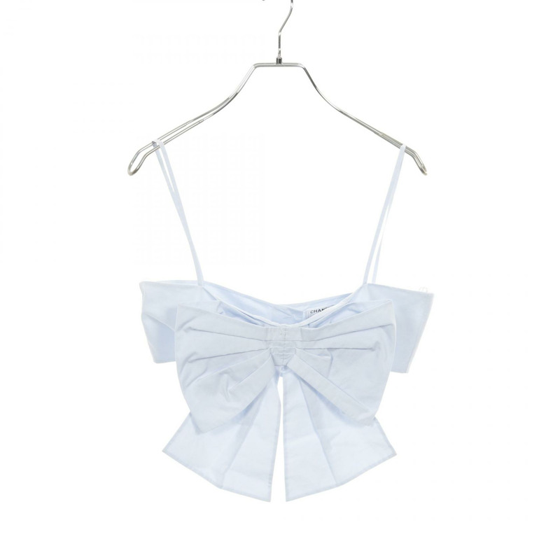 香奈兒 COCO 羈扣吊帶背心 P62644V12141 純棉 藍色 二手 女款 38碼-0