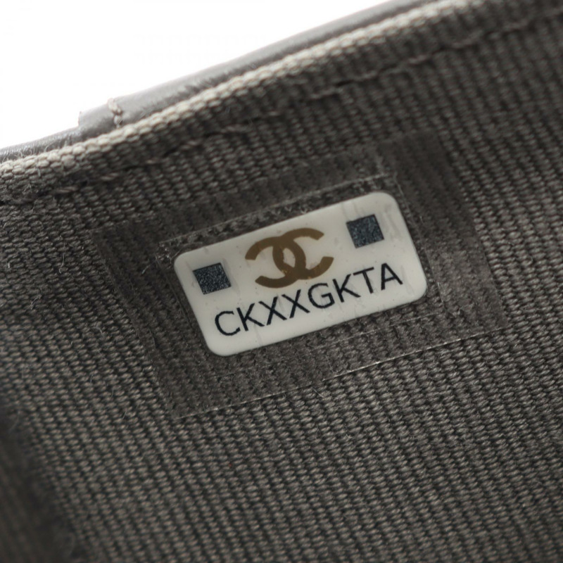 香奈兒 Boy Chanel 三折迷你錢包，小牛皮，灰色，二手，金色五金-4