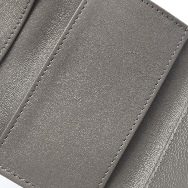 香奈兒 Boy Chanel 三折迷你錢包，小牛皮，灰色，二手，金色五金-7