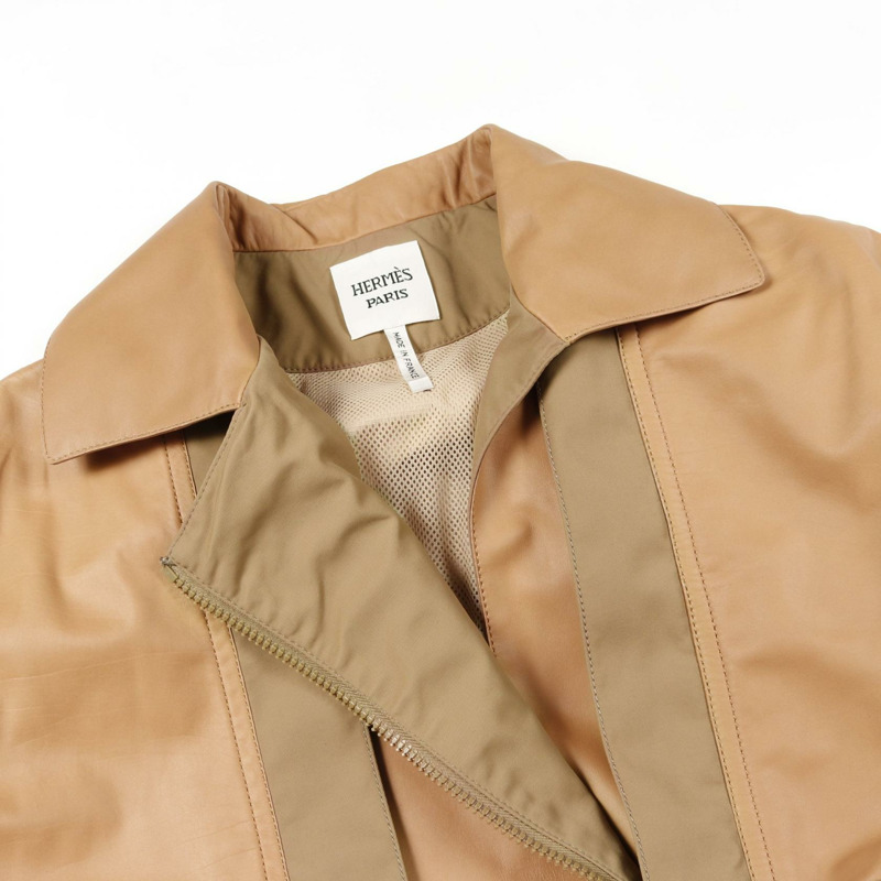 愛馬仕其他外套皮革尼龍棕色卡其色二手女裝-6