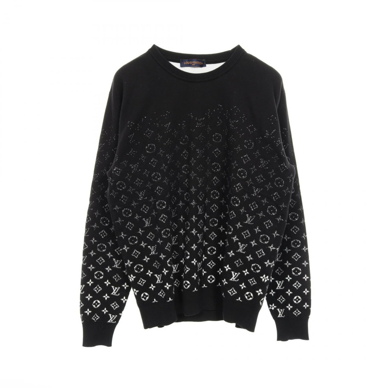 路易威登漸層Monogram針織毛衣,XL碼,純棉,黑色,二手男款-0