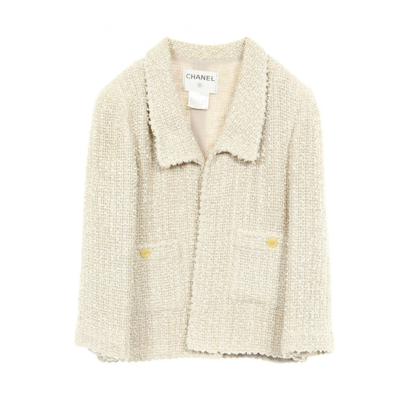 香奈兒 COCO 連結 其他外套 羊毛 麂皮 棉 米色 二手 女-0