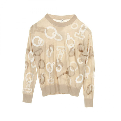 愛馬仕 Effet Kaleidoscope 針織毛衣 #36 真絲羊毛混紡 米白色 二手