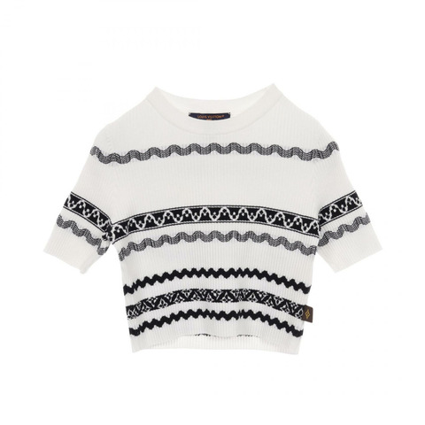 路易威登 (LOUIS VUITON) 羅紋針織棉白色黑色 XS 碼二手女裝