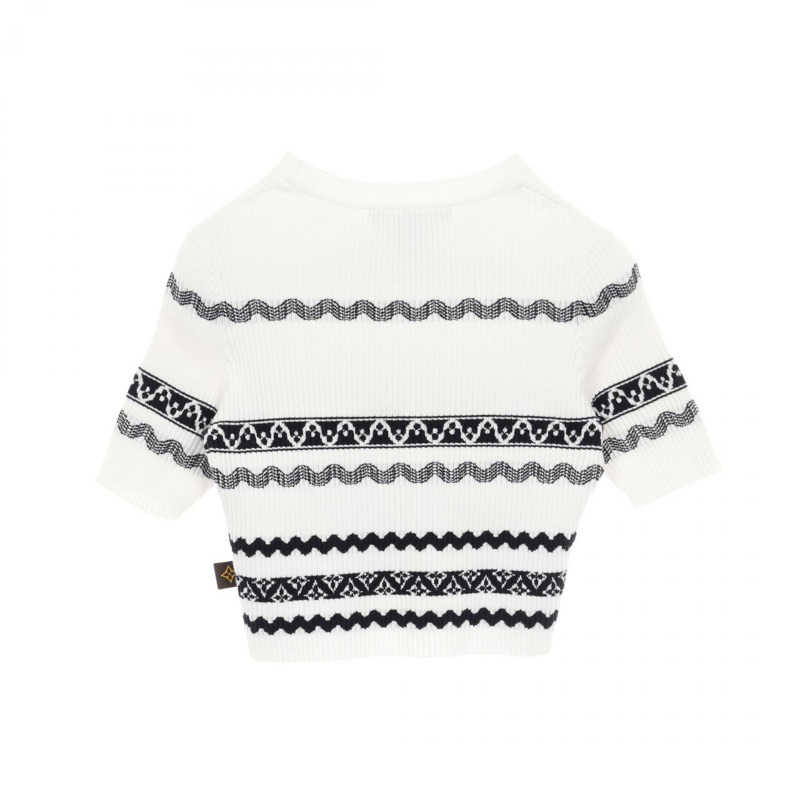 路易威登 (LOUIS VUITON) 羅紋針織棉白色黑色 XS 碼二手女裝-1