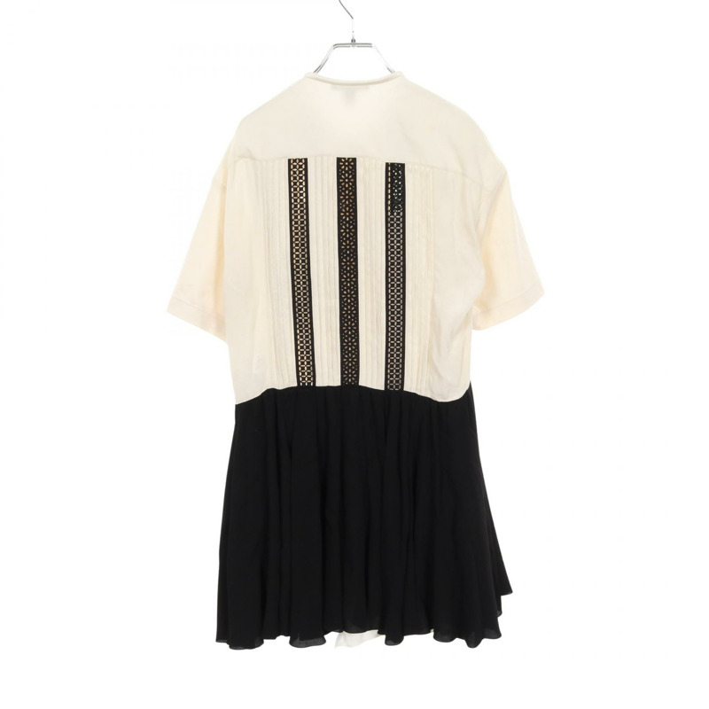 路易威登 (LOUIS VUITTON) RW212W DS3 FLDB12 真絲棉質洋裝，米色/黑色，二手女款-1