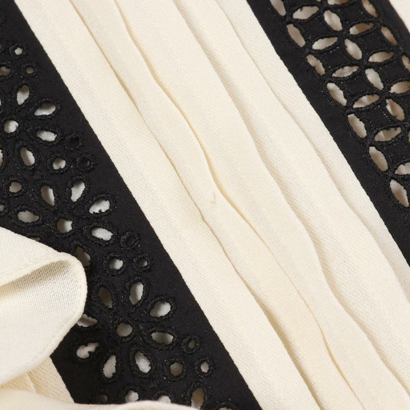 路易威登 (LOUIS VUITTON) RW212W DS3 FLDB12 真絲棉質洋裝，米色/黑色，二手女款-4