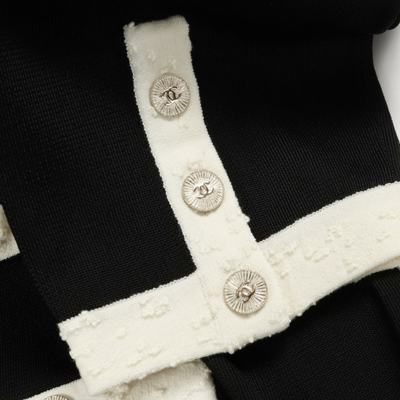 香奈兒 COCO 標誌紐扣長版開襟衫 P80104K1529 黏膠纖維 黑色 二手 34 碼 CC-5