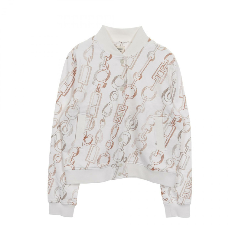 愛馬仕 DO RE BOUCLES 其他外套 棉質 白色 棕色 白色 二手 女款-0