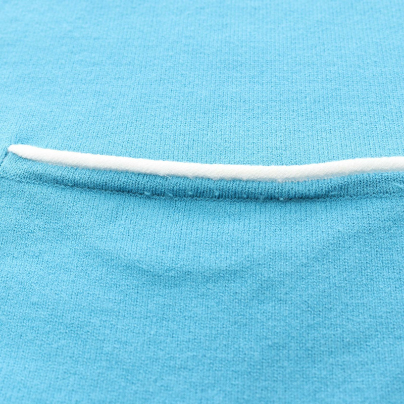 香奈兒 COCO 標誌拉鍊開襟羊毛衫外套,人造絲材質,藍色,二手女款,尺寸 42-4