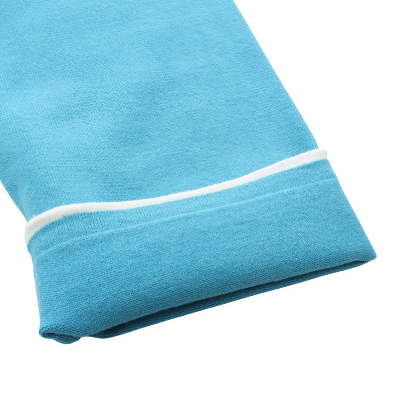 香奈兒 COCO 標誌拉鍊開襟羊毛衫外套,人造絲材質,藍色,二手女款,尺寸 42-9