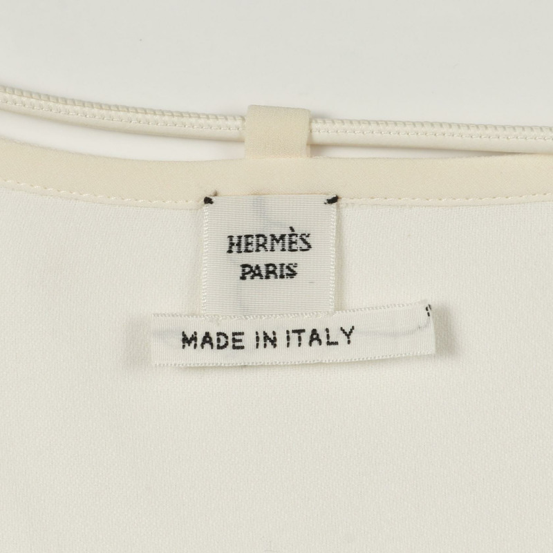 愛馬仕白色真絲棉質女襯衫，二手，尺寸34-2