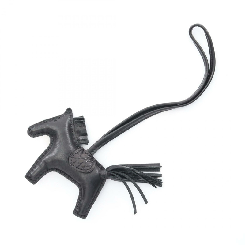 愛馬仕 Rodeo PM Touch Saw 黑色吊墜 Agneau milo Agneau milo / Matt alligator crocodile skin 黑色二手女士-0