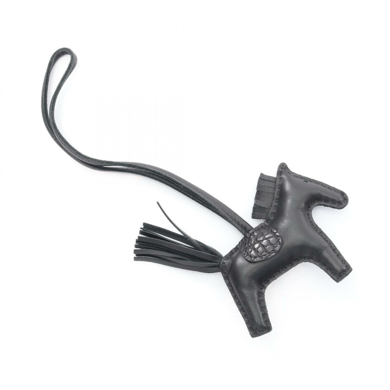 愛馬仕 Rodeo PM Touch Saw 黑色吊墜 Agneau milo Agneau milo / Matt alligator crocodile skin 黑色二手女士-1