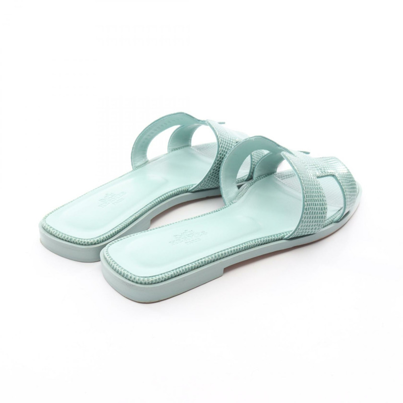 愛馬仕 Oran Mule 212179Z 蜥蜴皮異域皮革 綠色 二手 女款-1