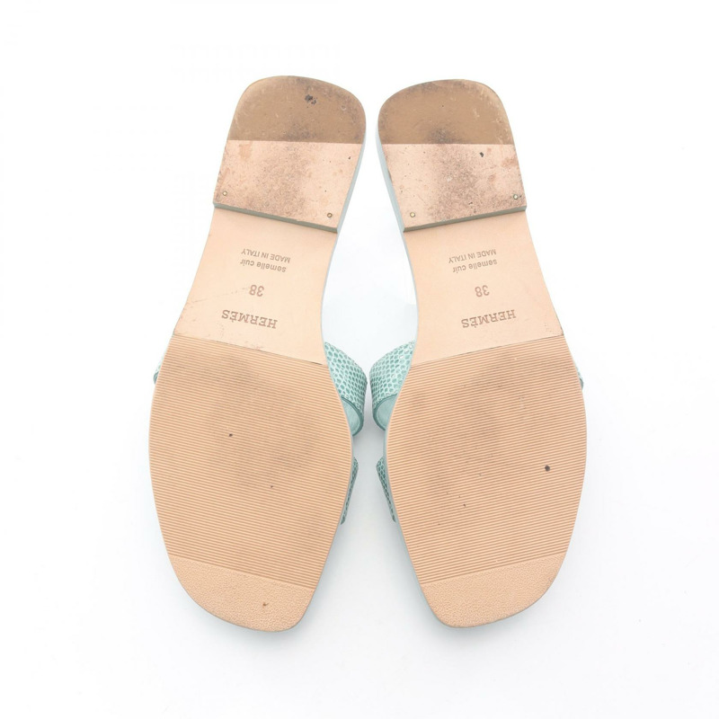 愛馬仕 Oran Mule 212179Z 蜥蜴皮異域皮革 綠色 二手 女款-3