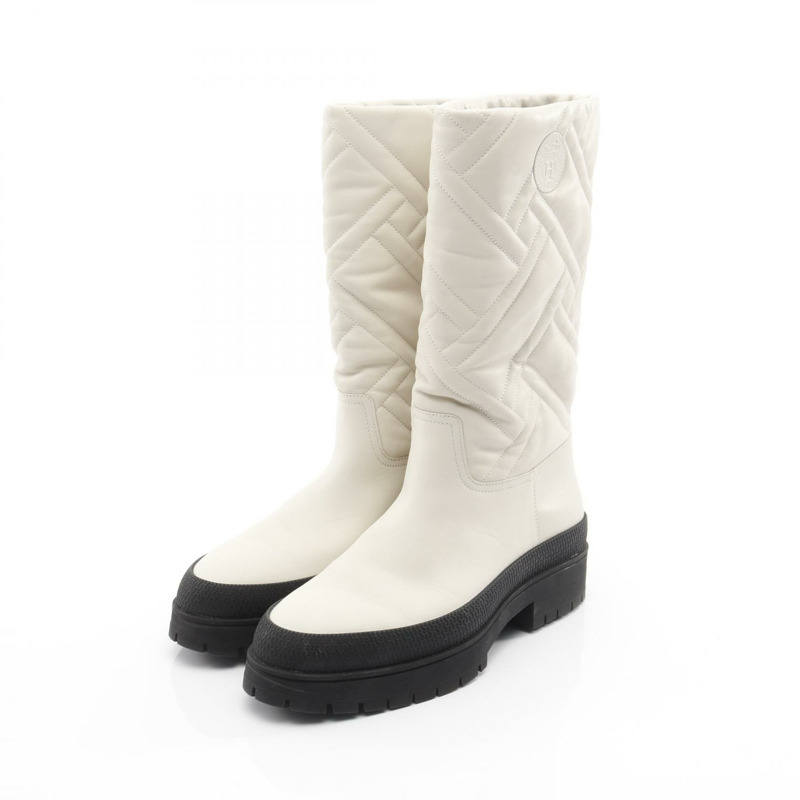 愛馬仕 FUJI 短靴 #39 皮革 米色 二手 女款-0