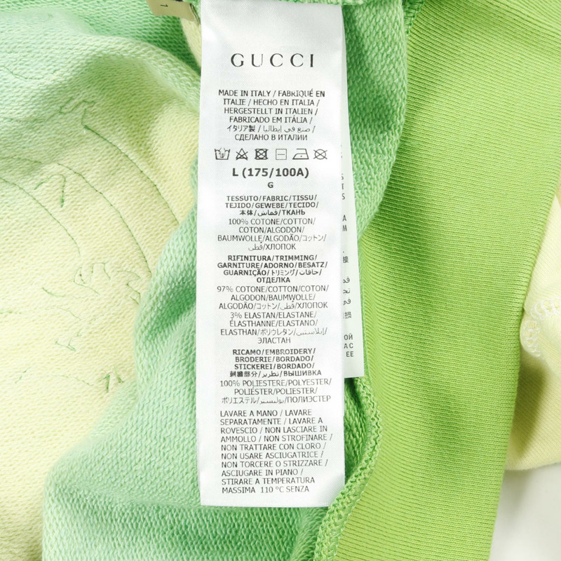 GUCCI × PALACE 聯名款連帽衫，純棉材質，綠色多色拼接，二手男款 L 碼。-3