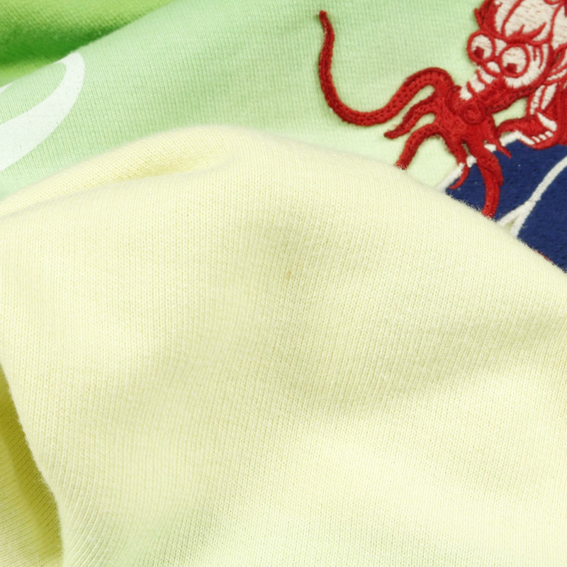 GUCCI × PALACE 聯名款連帽衫，純棉材質，綠色多色拼接，二手男款 L 碼。-5