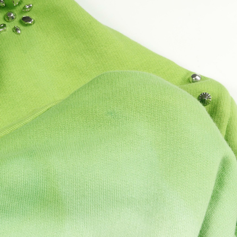 GUCCI × PALACE 聯名款連帽衫，純棉材質，綠色多色拼接，二手男款 L 碼。-6