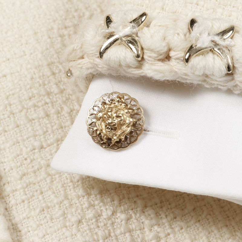 香奈兒 (CHANEL) 巴黎麗茲藝術系列斜紋軟呢外套,羊毛材質,米色,二手女裝-9