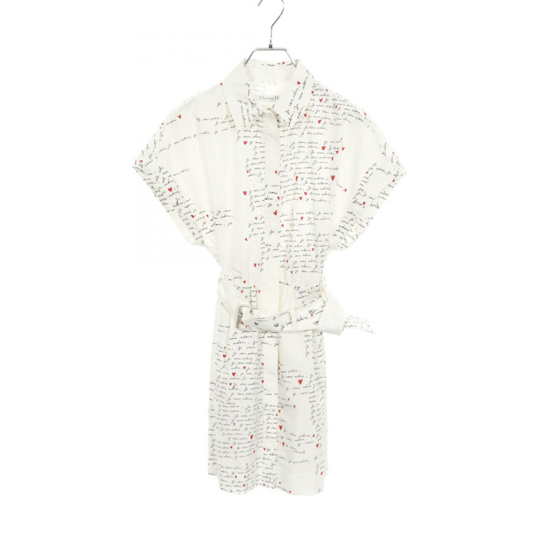 Christian Dior 洋裝 441D02B3849 棉絲混紡 白色 黑色 二手 女款 36碼-0