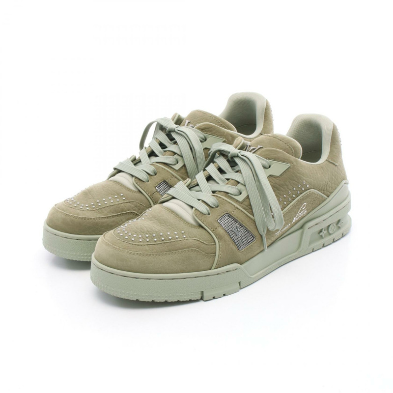 路易威登 LV 運動鞋系列 #7 繫帶款 1ADHA4 皮革 綠色 二手 男款-0