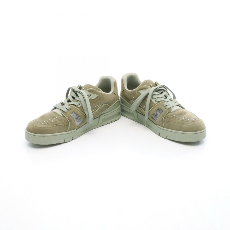 路易威登 LV 運動鞋系列 #7 繫帶款 1ADHA4 皮革 綠色 二手 男款-2