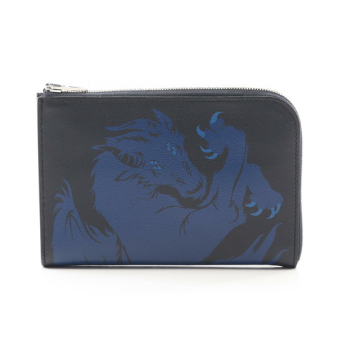 愛馬仕 Remix Duo 奇美拉龍紋 L 型拉鍊長皮夾 Y 皮革 SHW