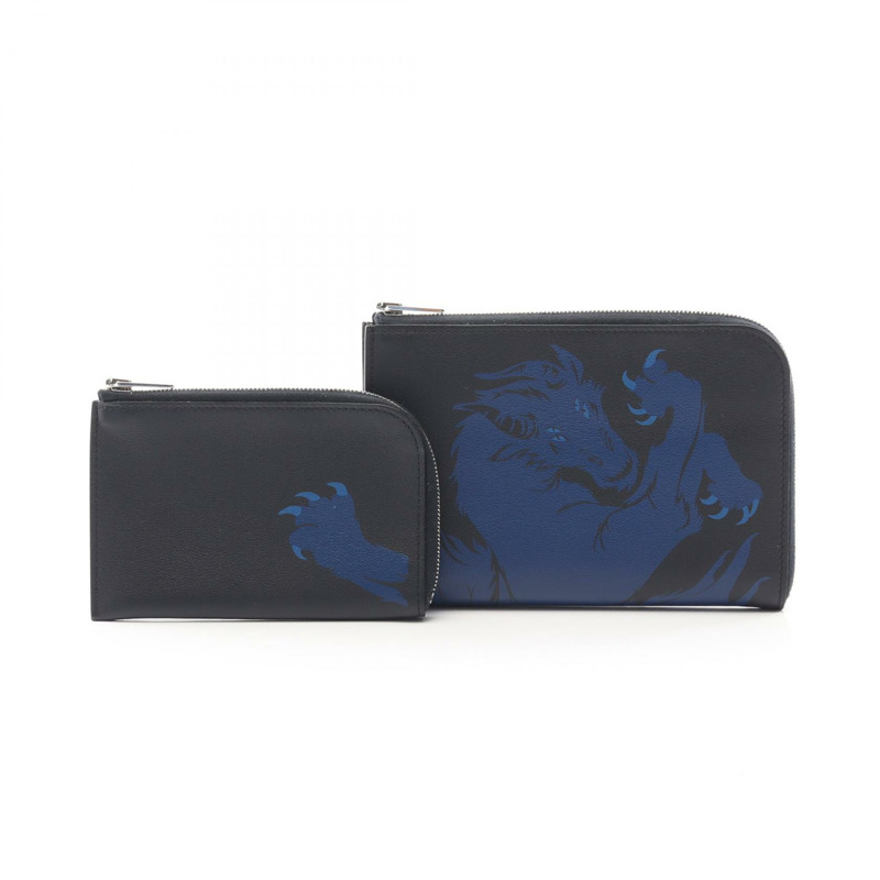 愛馬仕 Remix Duo 奇美拉龍紋 L 型拉鍊長皮夾 Y 皮革 SHW-5