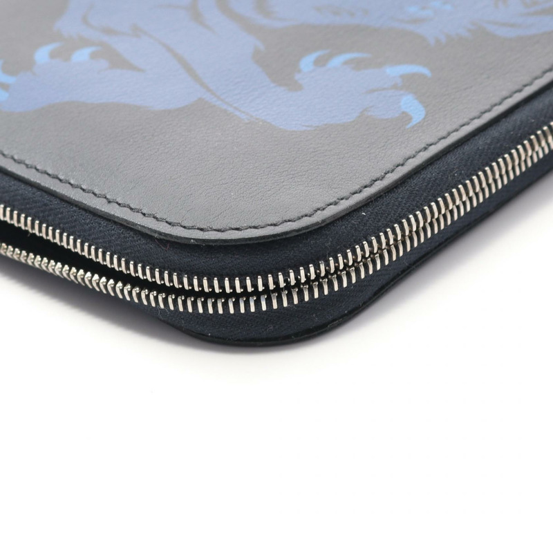 愛馬仕 Remix Duo 奇美拉龍紋 L 型拉鍊長皮夾 Y 皮革 SHW-7