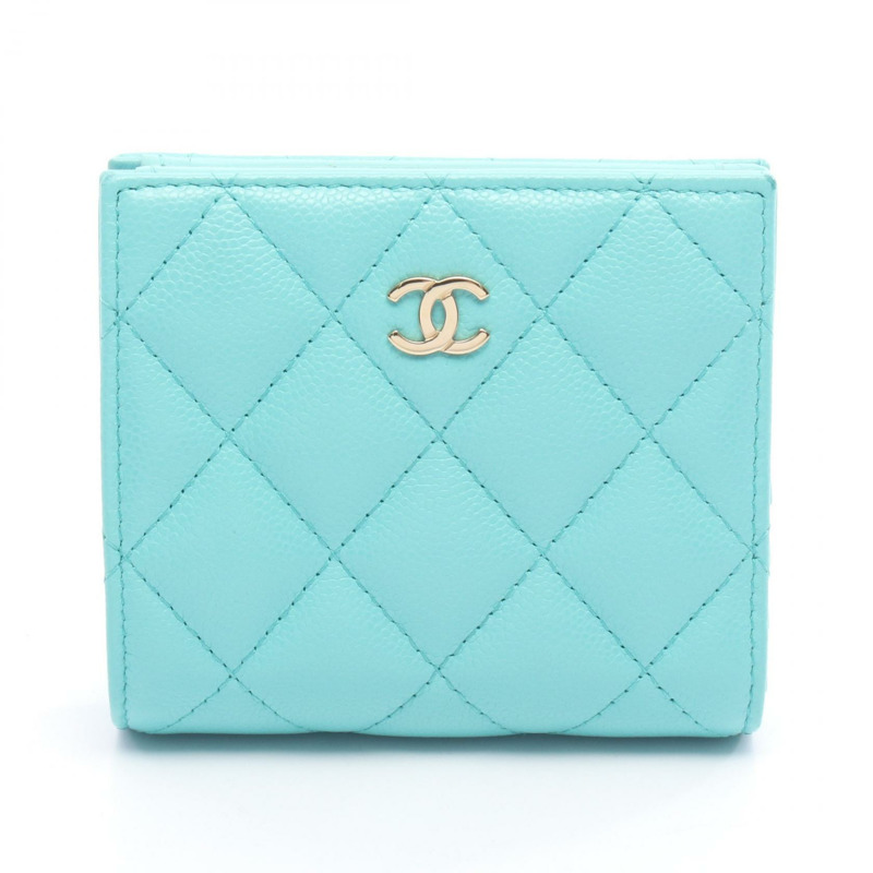 香奈兒 (CHANEL) Matelasse Classic 小號錢包 AP3178 粒面小牛皮 綠色 二手 GHW CC-0
