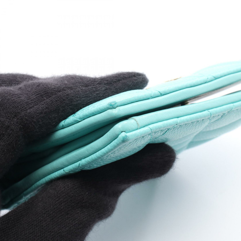 香奈兒 (CHANEL) Matelasse Classic 小號錢包 AP3178 粒面小牛皮 綠色 二手 GHW CC-6